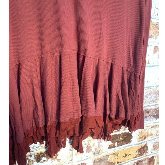 Free People We the Free Oversized Flowing Layered Hem Long Sleeve Thermal Blouse - Picture 4 of 7